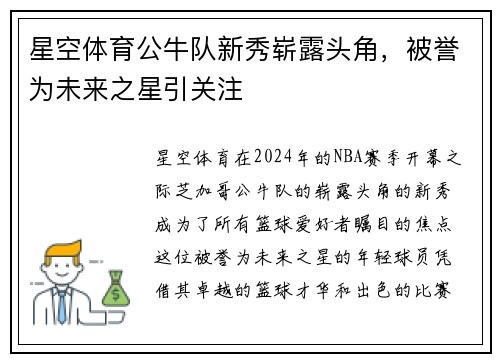 星空体育公牛队新秀崭露头角，被誉为未来之星引关注