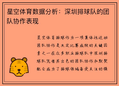 星空体育数据分析：深圳排球队的团队协作表现